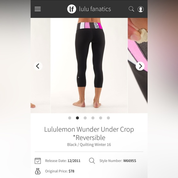 Lululemon Wunder Under Crop *Reversible* Leggings Women’s Size 6 - Picture 2 of 8